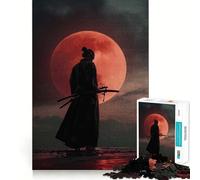 Rompecabezas Samurai Red Moon de 1000 Piezas para Adolescentes: Mejora la Memoria, Escapada Tranquila, Montaje, Sorpresa cálida (38x26cm)