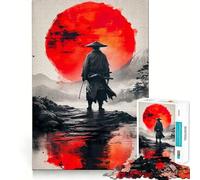 Rompecabezas Samurai Red Moon de Japón para Adolescentes, 1000 Piezas, Juguete para estimular la lógica, diversión en Interiores, Borde Premium, Regalo Memorable (38x26cm)