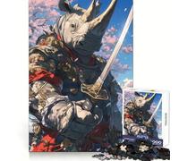 Rompecabezas Samurai Rhino de 1000 Piezas para Adolescentes Juguete de lógica Fuerte Relajación Mental Bordes definidos Regalo Elegante (38x26cm)