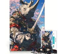 Rompecabezas Samurai Rhino de 1000 Piezas para Adolescentes Juguete de lógica Fuerte Relajación Mental Bordes definidos Regalo Elegante (38x26cm)
