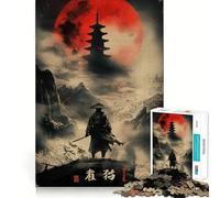 Rompecabezas Samurai Solitude Red Moon de 1000 Piezas para Adolescentes: Mejora la Memoria, Escapada Tranquila, Montaje, Sorpresa cálida (50x75cm)