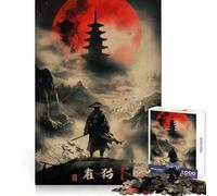 Rompecabezas Samurai Solitude Red Moon para Adultos, 1000 Piezas, para Fortalecer la Memoria, diversión Informal, Calidad, diseño Elegante, Regalo (38x26cm)