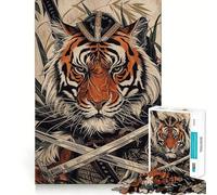 Rompecabezas Samurai Tiger de 1000 Piezas para Adolescentes, Juguete Mental para aliviar el estrés, Corte Premium, (50x75cm)