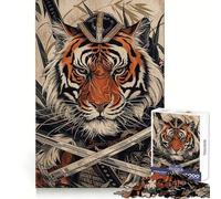 Rompecabezas Samurai Tiger de 1000 Piezas para Adolescentes, Juguete Mental para aliviar el estrés, Corte Premium, (50x75cm)
