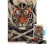 Rompecabezas Samurai Tiger de 1000 Piezas para Adultos Fortalece la Memoria Ideal para Jugar en Grupo Bordes limpios Regalo Elegante (38x52cm)