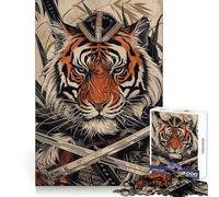 Rompecabezas Samurai Tiger de 1000 Piezas para Adultos Fortalece la Memoria Ideal para Jugar en Grupo Bordes limpios Regalo Elegante (38x52cm)