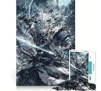 Rompecabezas Samurai Tigre Blanco 1000 Juego de concentración Mental Diseño de Ajuste Huecos Desafío Cerebral Interactivo para el hogar (38x52cm)