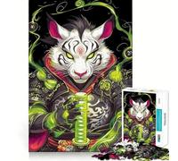 Rompecabezas Samurai Tigre Blanco 1000 Piezas Juguete de Construcción Focus Ajuste Firme Montaje Seguro Juguete de Entretenimiento para Interiores (38x52cm)