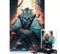 Rompecabezas Samurai Tigre Blanco 1000 Piezas Juguete para desarrollar la Capacidad cognitiva Superficie Lisa y sin Rebabas Actividad Relajante para Grupos en Interiores (38x52cm)