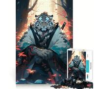 Rompecabezas Samurai Tigre Blanco de 1000 Piezas Juego de Habilidad Mental Ajuste Estable Sin Piezas Que se muevan Un pasatiempo Divertido para Fines de Semana Largos (38x26cm)