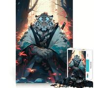 Rompecabezas Samurai Tigre Blanco de 1000 Piezas Juego para ejercitar la Mente Artesanía de Corte experta Un pasatiempo Fascinante para los Momentos de Ocio (50x75cm)