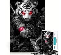 Rompecabezas Samurai Tigre Blanco para Adultos 1000 Piezas Juego para ejercitar la Mente Corte de precisión Bordes Suaves desafío Divertido para Pasar el Tiempo (38x26cm)