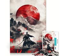 Rompecabezas Samurai Warrior Red Moon de 1000 Piezas para Adultos, Juguete de lógica y Entretenimiento, Bordes Lisos, Regalo de Temporada (50x75cm)