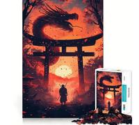 Rompecabezas Samurai y Puerta del Dragón de 1000 Piezas para Adolescentes, Juguete de lógica Pura, Suave y Relajante, Pieza de Arte de Corte Limpio (38x26cm)