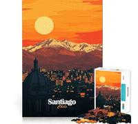 Rompecabezas Santiago, Chile Atardecer 1000 Piezas para Adolescentes Juguete para ejercitar la Mente Tiempo de Serenidad Arte de Armar Regalo de Temporada (50x75cm)
