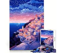 Rompecabezas Santorini Pink Sunset para Adolescentes, 1000 Piezas, Entrenamiento Mental, relajación, Regalo Memorable Cortado con láser (38x26cm)