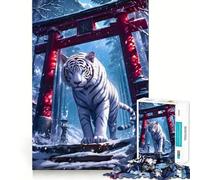 Rompecabezas Santuario del Tigre Blanco de 1000 Piezas para Adultos Juego de Memoria Cerebral Encaje Huecos Actividad Relajante para un Descanso Mental (50x75cm)