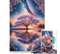 Rompecabezas Santuario Sakura bajo Las Estrellas, 1000 Piezas, para Adolescentes Juguete para ejercitar la Mente, Relajante y Divertido Diseño para armar 38x26cm