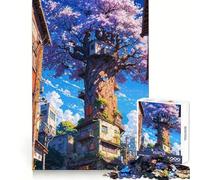 Rompecabezas Santuario Sakura Urbano para Adolescentes 1000 Piezas Entrenamiento Inteligente Tiempo Libre Feliz Corte Impecable Feliz Navidad (38x26cm)