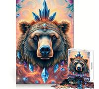 Rompecabezas Sapphire Bear Stonimal de 1000 Piezas para Adolescentes Juguete de lógica, Sencillo y Divertido Bordes Suaves Regalo Elegante (38x26cm)