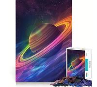 Rompecabezas Saturno con Anillos Brillantes de 1000 Piezas para Adolescentes, Juguete de lógica, Tren, luz, relajación, Corte Suave, decoración de Pared (50x75cm)