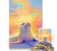 Rompecabezas Seal Sunset de 1000 Piezas para Adolescentes Que Mejora la Memoria, fácil de Usar, para el Ocio, con Corte Firme, para decoración de Pared (50x75cm)