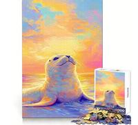 Rompecabezas Seal Sunset de 1000 Piezas para Adultos Que Mejora la Memoria y Alivia la ansiedad Decoración de Pared con Bordes Afilados (38x26cm)