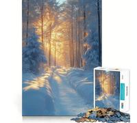 Rompecabezas Sendero de Bosque Invernal con luz Solar 1000 Piezas Desarrollo de Habilidades de Memoria Diversión Calidad Profesional Recorte Regalo Ideal para la Actividad Mental (38x26cm)