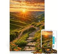 Rompecabezas Sendero de Montaña al Atardecer para Adolescentes, 1000 Piezas, Juego de Lógica, Diversión en Interiores, Bordes Precisos, Pieza de Colección Artística 50x75cm