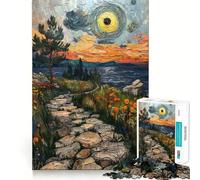 Rompecabezas Sendero de Piedra al Atardecer para Adolescentes, 1000 Piezas, Juguete de lógica Mental, Alivio del estrés, Corte Firme, Regalo de Papá Noel 38x52cm