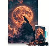 Rompecabezas Serenata Lunar de Lobos,1000 Piezas para Adultos,Divertido Juego de Memoria,artesanía de Corte experta,Actividad Relajante para Grupos en Interiores (50x75cm)