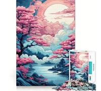 Rompecabezas Serene Sakura︰ Dreamscape at Dusk de 1000 Piezas para Adolescentes, Juguete para ejercitar la Mente, Arte de Montaje Serene Time, Regalo de Temporada (50x75cm)