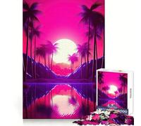 Rompecabezas Serene Synthwave Paradise de 1000 Piezas para Adolescentes: Mejora la Memoria, relajación Mental, Bordes Afilados, Regalo Creativo (38x26cm)