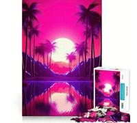 Rompecabezas Serene Synthwave Paradise de 1000 Piezas para Adolescentes: Mejora la Memoria, relajación Mental, Bordes Afilados, Regalo Creativo (38x26cm)