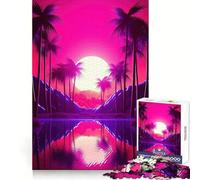 Rompecabezas Serene Synthwave Paradise de 1000 Piezas para Adolescentes Rompecabezas fácil de armar Ocio Impecable Regalo Ideal para pedirle a Papá Noel (38x52cm)