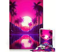 Rompecabezas Serene Synthwave Paradise de 1000 Piezas para Adultos, para ejercitar la Mente y aliviar el estrés Decoración de Pared con Bordes precisos (50x75cm)