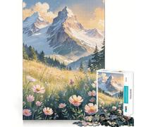 Rompecabezas Serenidad de Pradera Alpina de 1000 Piezas Juego de Memoria Cerebral, Cortado con láser Actividad Absorbente para Noches tranquilas (38x52cm)