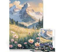 Rompecabezas Serenidad de Pradera Alpina de 1000 Piezas para Adolescentes Un desafío Mental Diversión Tranquila Bordes Suaves Regalo de cumpleaños (38x26cm)