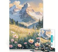 Rompecabezas Serenidad de Pradera Alpina de 1000 Piezas para Adultos Juego para estimular la Memoria Calidad Profesional Actividad de Corte conmovedora para Compartir en Familia (38x26cm)