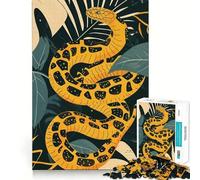 Rompecabezas Serpiente Amarilla Entre Hojas,1000 Piezas,Juego de Agilidad Mental,Corte Láser, Actividad Absorbente para Noches Tranquilas (38x26cm)