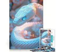 Rompecabezas Serpiente Blanca con Ojos Azules para Adolescentes 1000 Piezas Mejora la Mentalidad Juego Tamaño Uniforme Piezas Precisas Diversión Familiar Actividad Nocturna (38x52cm)