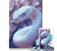 Rompecabezas Serpiente Blanca con Ojos Azules para Adultos 1000 Piezas Juego de Memoria Ensamblaje Firme y Seguro Juego de Construcción de Conexión Significativa (50x75cm)