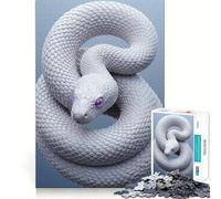 Rompecabezas Serpiente Blanca con Ojos Morados 1000 Piezas Juego de Habilidad Mental Ajuste Estable Sin Piezas Desplazadas Pasatiempo Divertido para Fines de Semana Largos (38x26cm)