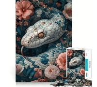 Rompecabezas Serpiente Blanca en Flor 1000 Piezas Recall Fun Play Piezas sin Rebabas de Corte Limpio Juego portátil y Divertido (50x75cm)