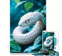 Rompecabezas Serpiente Blanca Entre el Follaje 1000 Juego de Concentración Mental Corte de Precisión Bordes Lisos Juego de Creación de Conexiones Significativas (38x52cm)
