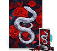 Rompecabezas Serpiente Blanca Entre Rosas Carmesí de 1000 Piezas para Adultos Juego Divertido y fácil de armar Ideal para divertirse en Familia (38x52cm)