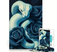 Rompecabezas Serpiente Blanca y Rosas Azules 1000 Juego de Concentración Mental Corte de Precisión Bordes Lisos Juego de Creación de Conexiones Significativas (50x75cm)