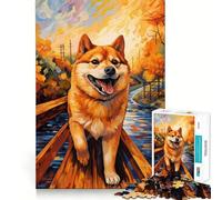 Rompecabezas Shiba Inu en Puente, 1000 Piezas, para Adultos, Juguete para ejercitar la Mente, diversión compartida, Arte de Corte preciso 38x52cm