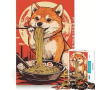Rompecabezas Shiba Inu Ramen de Japón para Adultos, 1000 Piezas, Juguete de lógica Afilada, Divertido, de Corte preciso, Regalo Memorable 38x26cm