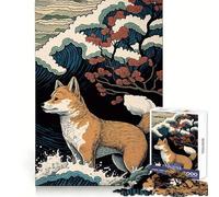 Rompecabezas Shiba Inu Ukiyo E de Japón, 1000 Piezas para Adolescentes, para Recordar, Mejorar, Relajarse, Mente, Obra de Arte nítida 50x75cm